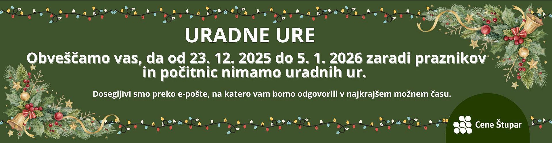 Uradne ure med Božičnimi prazniki 2025